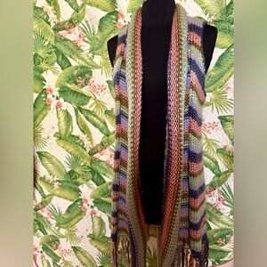 BLUE B Soft Knit Long Sweater Vest with Fringe